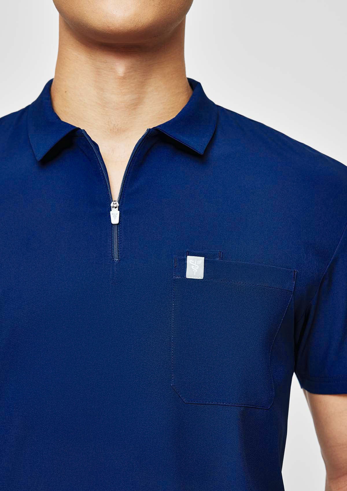 Zip-Up Polo MoveTech® Scrub Top - Men / Navy