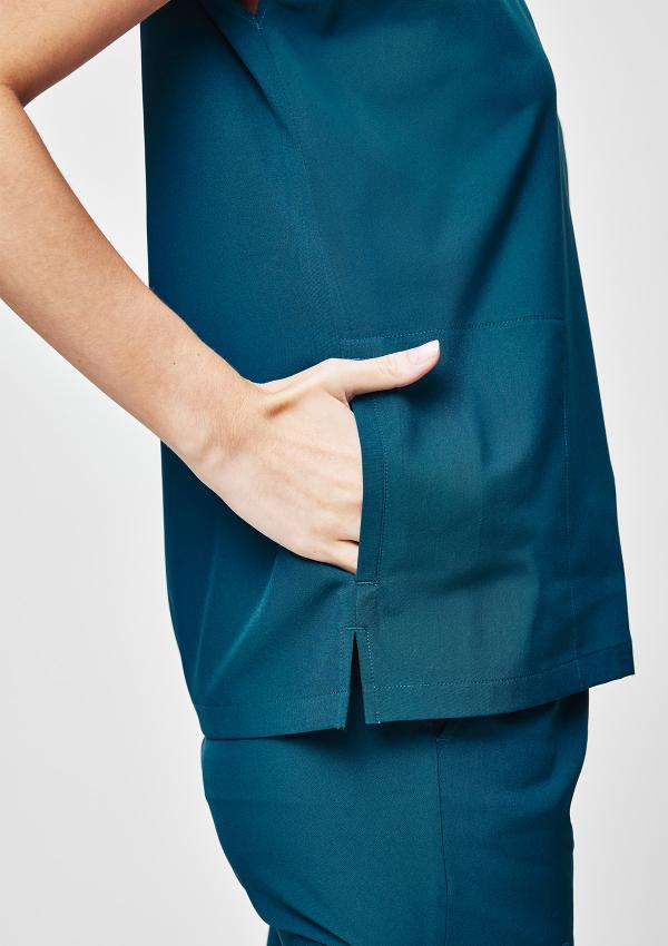 Zip-Up Polo MoveTech® Scrub Top - Women / Pacific Tide