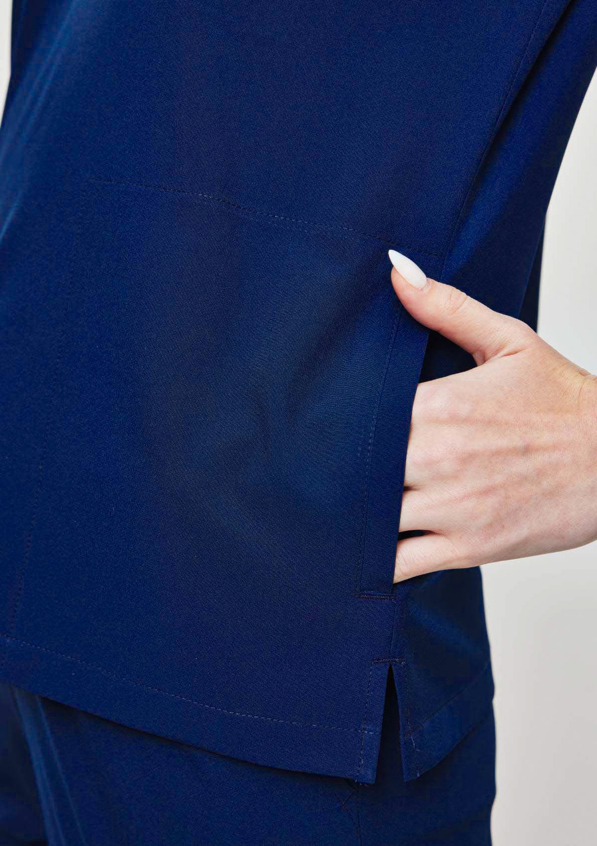 Zip-Up Polo MoveTech® Scrub Top - Women / Navy