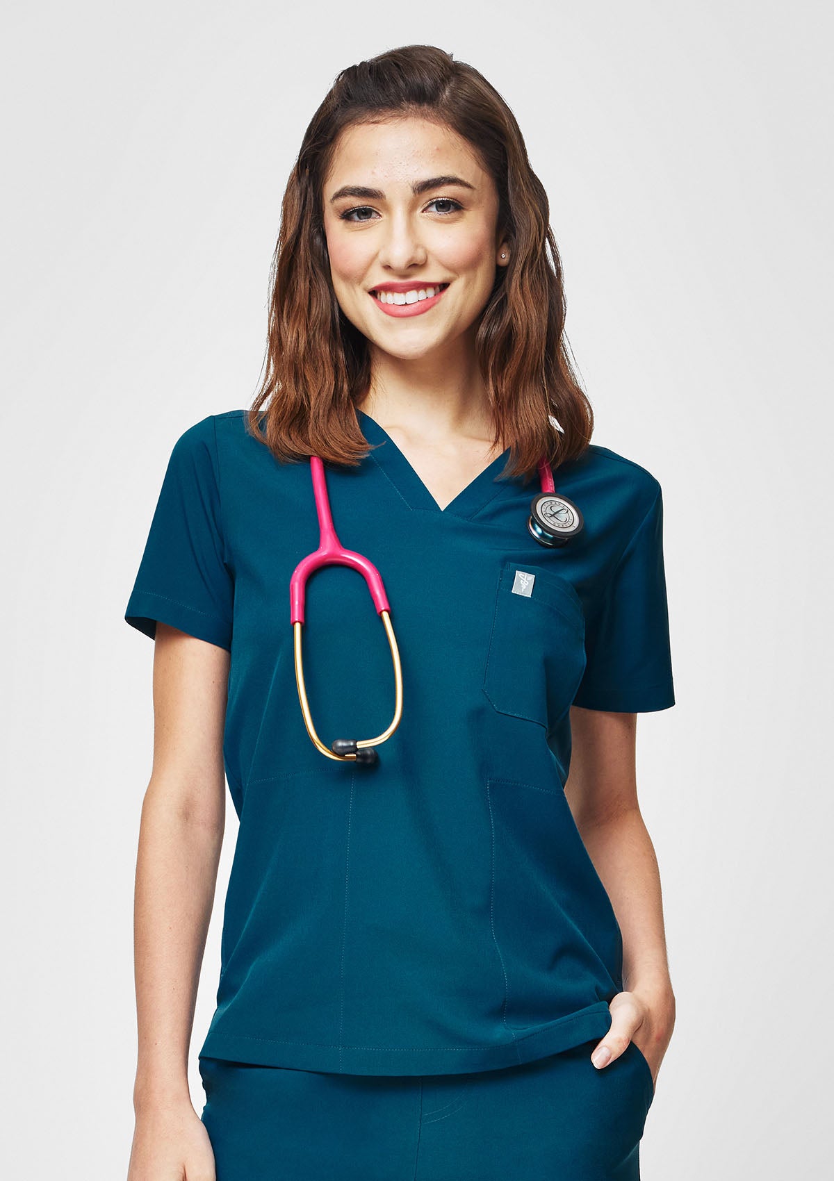 4-Pocket MoveTech® Scrub Top - Women / Pacific Tide